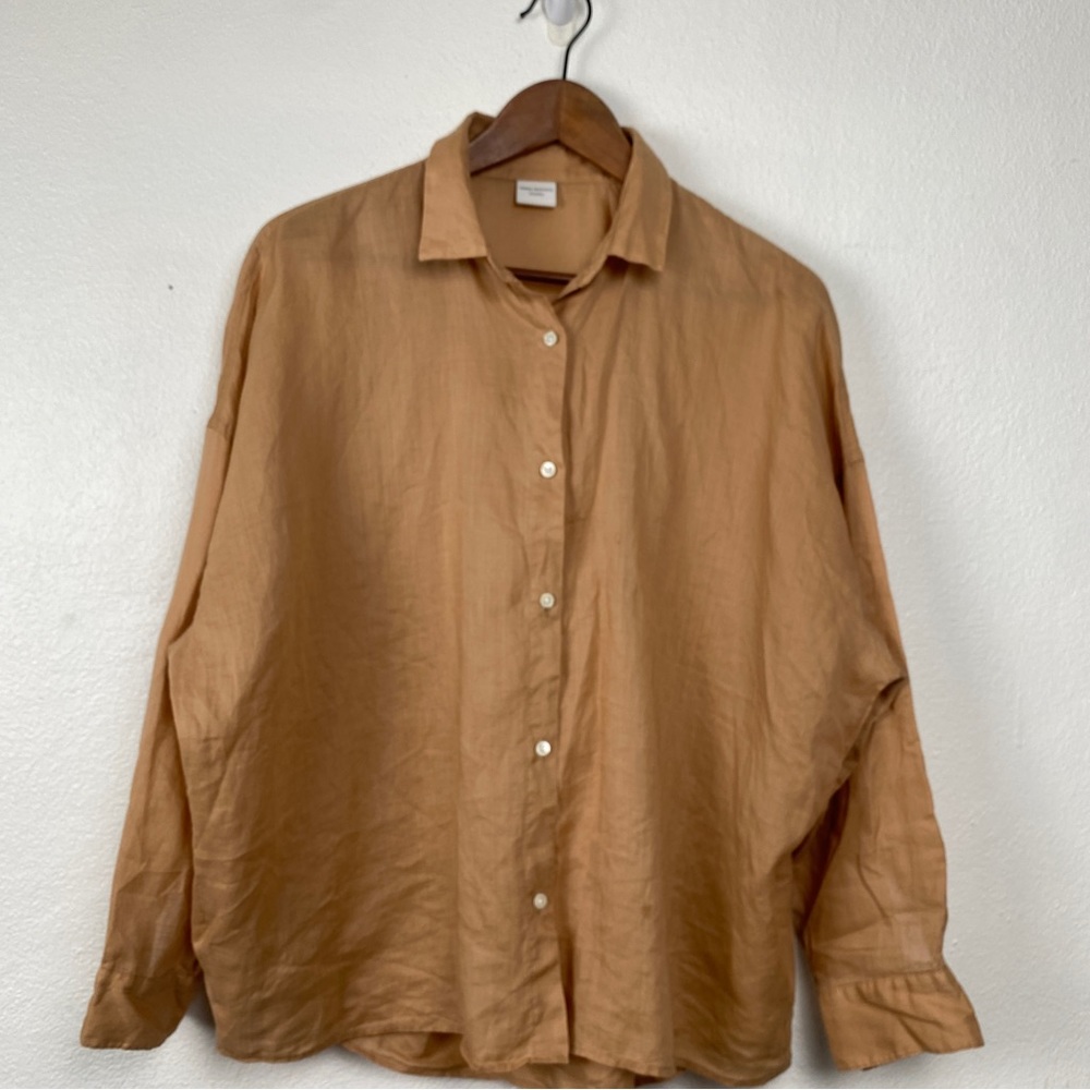 Urban Research Doors Women Linen Modern slouchy Button Top Brown Size One